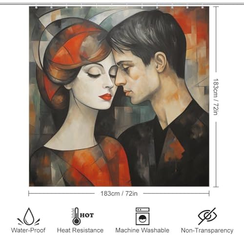 DAOWANGZUO Kissing Girl Shower Curtain Set 1