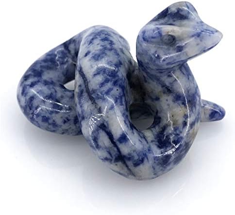 2 Sodalite Snake Figurine - Hand Carved Healing Crystal Home Decoration