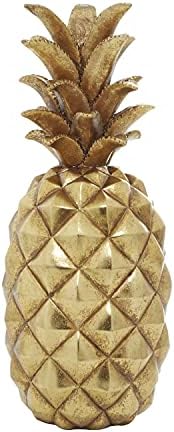 Deco 79 Gold Pineapple Polystone Sculpture 7x7x18