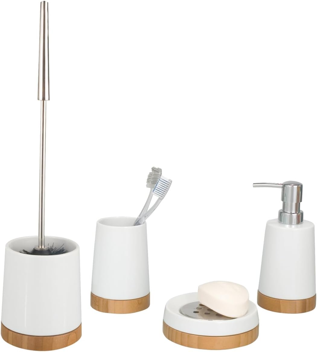 Wenko 17675100 Bamboo Ceramic Toothbrush Holder 1