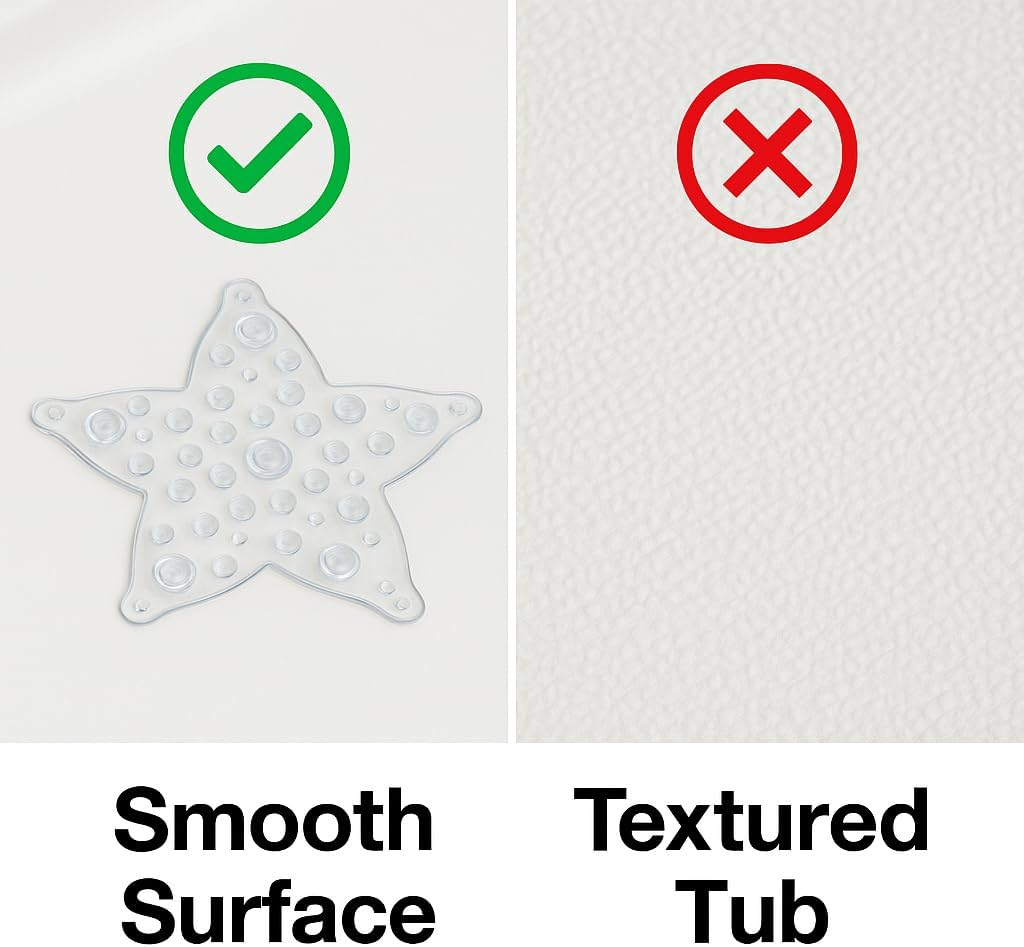 6-Pack Star-Shaped Non-Slip Bath Appliques - Clear 45 Suction Cup Stickers