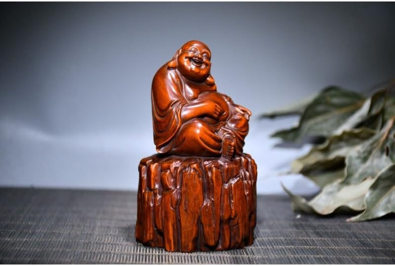 LimpaC Collection Boxwood Tree Stool Maitreya Buddha Statue