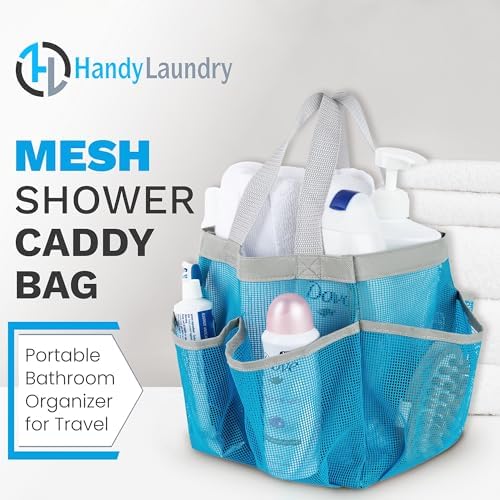 Handy Laundry Mesh Shower Caddy Bag - 7 Pockets Blue
