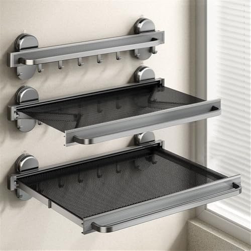 Extendable Suction Cup Towel Rack with Rod and Hooks