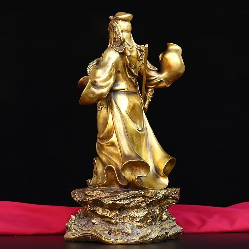 Guan Yu Brass Statue with Dragon Pattern