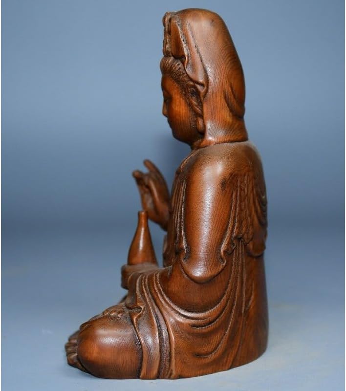 LimpaC Mini Boxwood Kwan-Yin Statue Handmade Home Decor