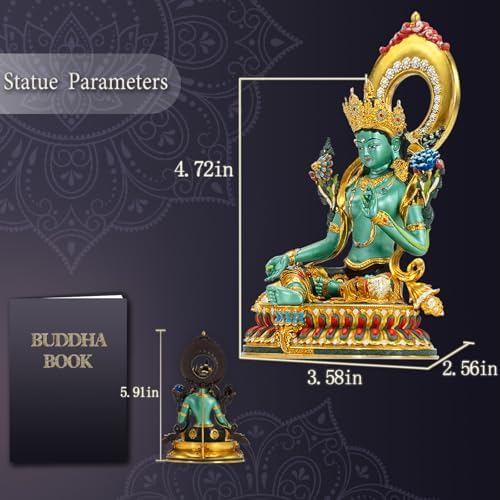 AksharaPadma Green Tara Buddha Statue 551 Inch