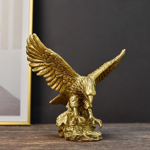 Golden Resin Flying Wild Eagle Statue - Perfect Home Office Decor