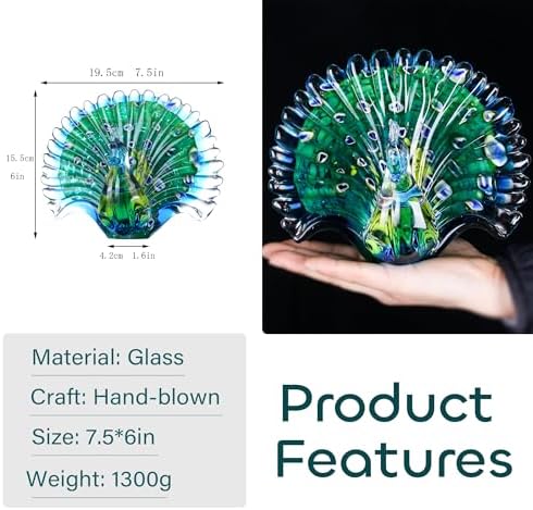 Crystalsuncatcher Peacock Art Glass Table Top Sculpture