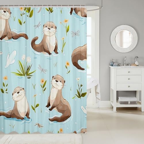 Erosebridal Sea Otter Shower Curtain Set for Kids