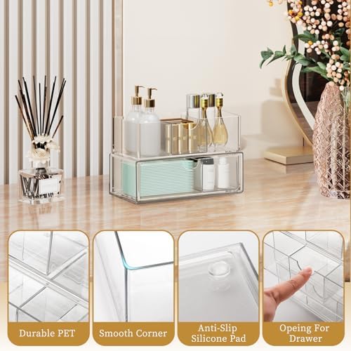 EAROND 2 Tier Medicine Cabinet Organizer with Removable Dividers