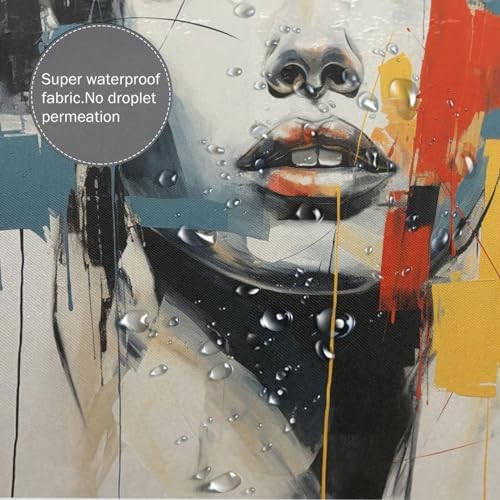 DAOWANGZUO Boho Red Yellow Blue Oil Painting Shower Curtain Set 72x72in