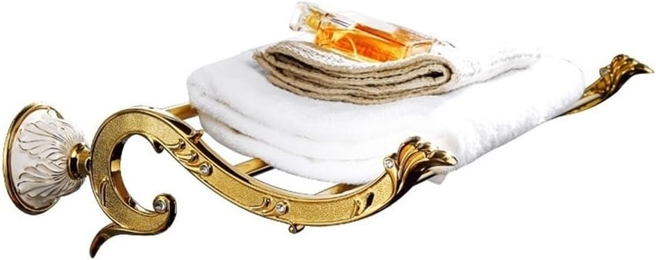 Gold Towel Rack with 4 Bars Luxury Wall Mounted Bathroom Shelf
