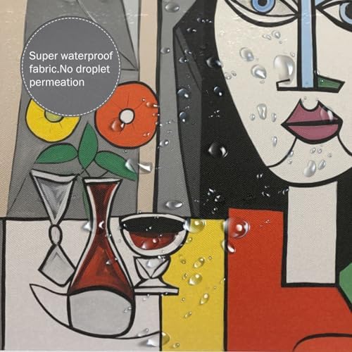 DAOWANGZUO Abstract Girl Cup Flower Shower Curtain Set 72x72in