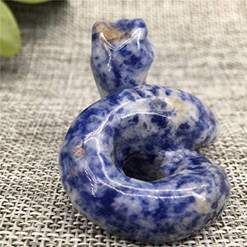 2 Sodalite Snake Figurine - Hand Carved Healing Crystal Home Decoration