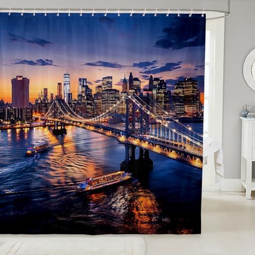 Erosebridal NYC Skyline Shower Curtain Set 72x72