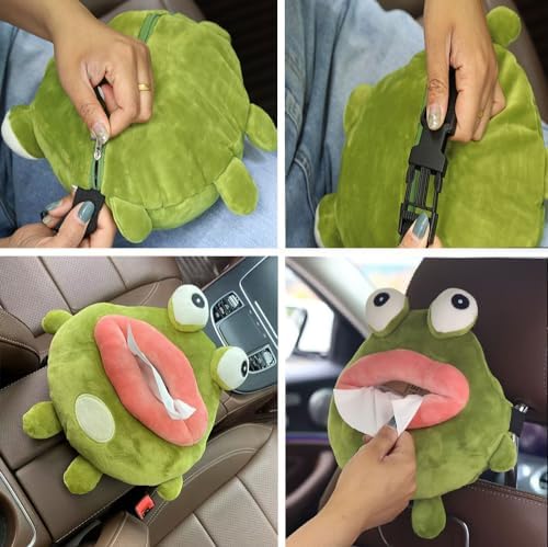 Mellsunny Cartoon Car Plush Tissue Box Green Frog