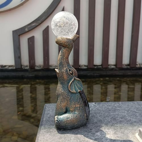 Solar Angel and Elephant Garden Statues - Outdoor Decor