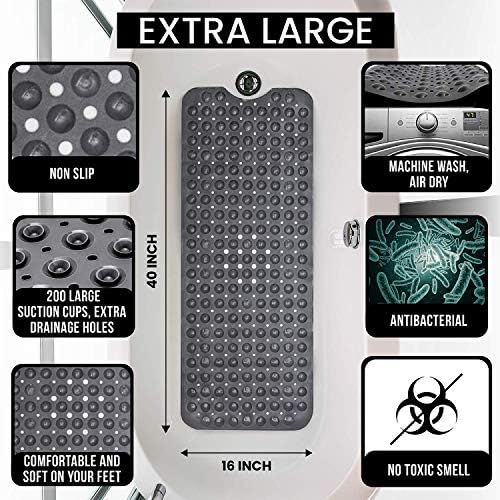 ENKOSI 2-Pack Non Slip Bath Mats 40x16 Inch Extra Large
