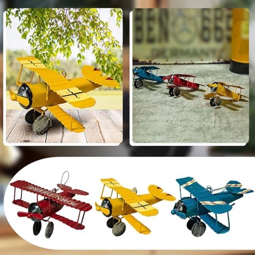 Nudsfuii Metal Mini Retro Biplane Statue
