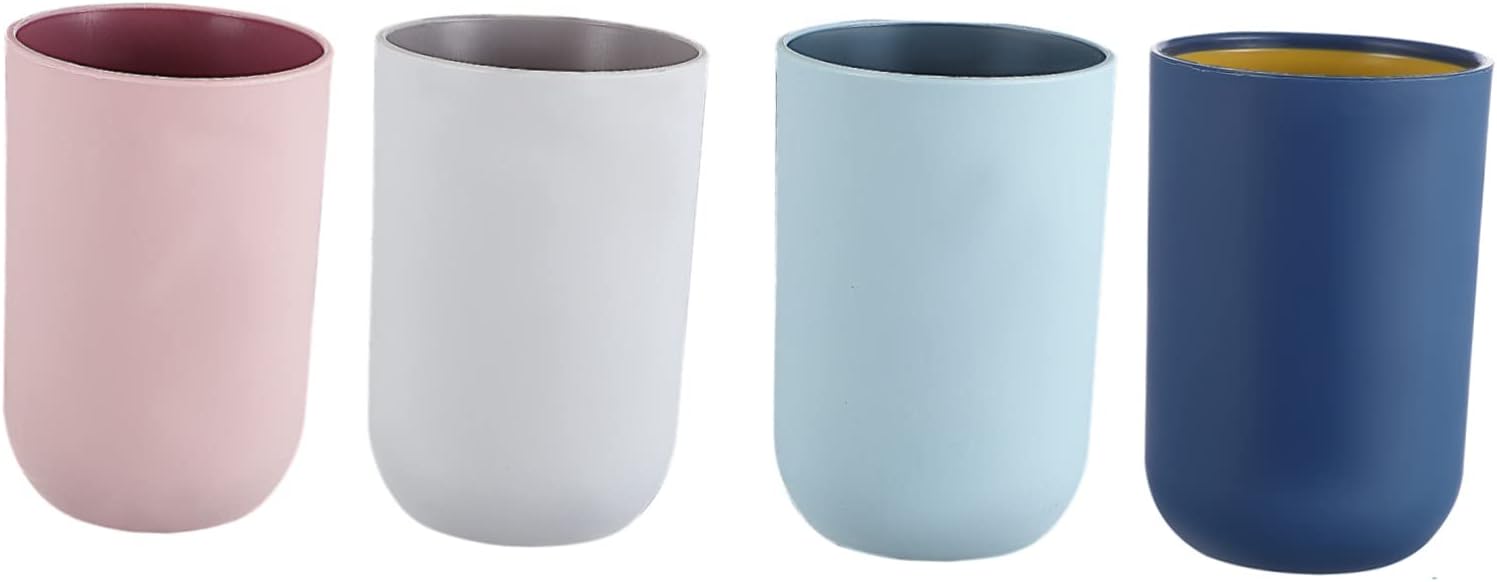 4pcs Simple Style Toothbrush Cups Tumblers for Mouthwash and Rinsing