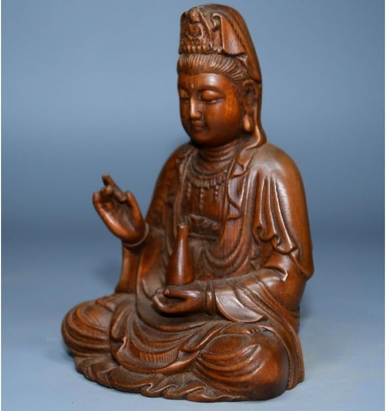 LimpaC Mini Boxwood Kwan-Yin Statue Handmade Home Decor