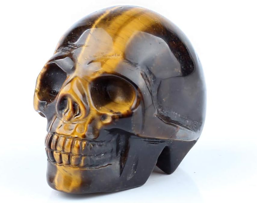 YWG Stone 50mm Yellow Tiger Eye Skull Figurine