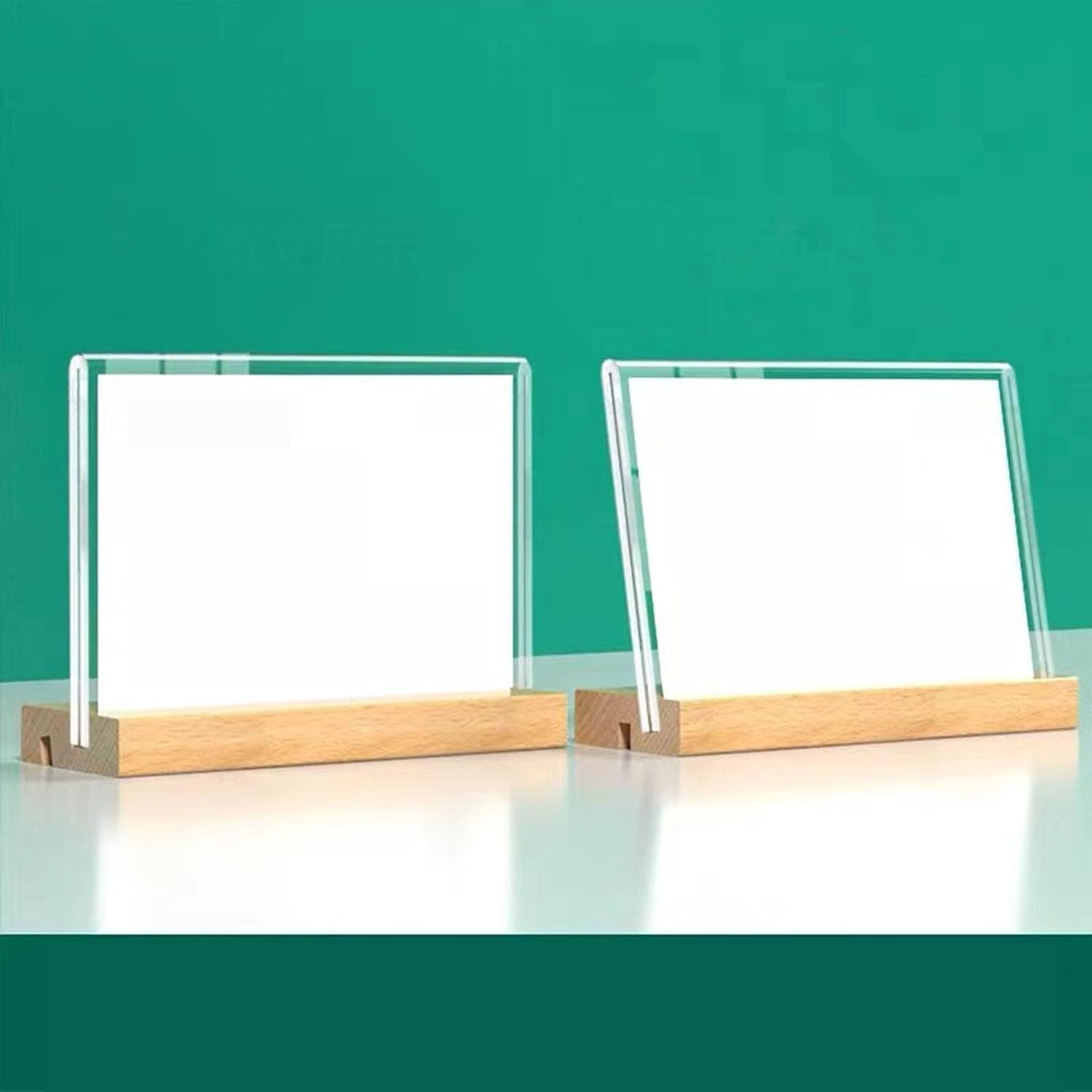 Acrylic Table Sign Menu Holder with Wood Base