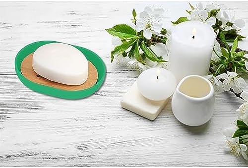 Premium Green Soap Dish with Bamboo Tray for Elegant Bath Organization