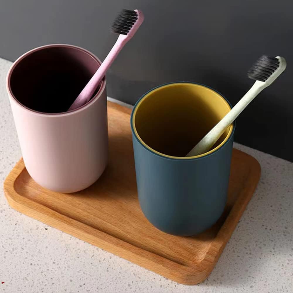 RabyLeo Unbreakable Reusable Cups Set of 2 Light Pink Navy Blue