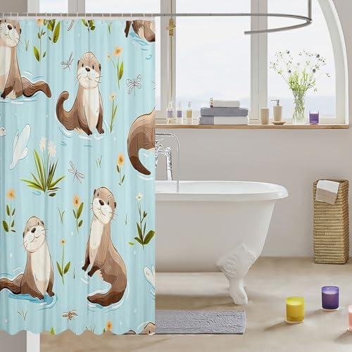 Erosebridal Sea Otter Shower Curtain Set for Kids