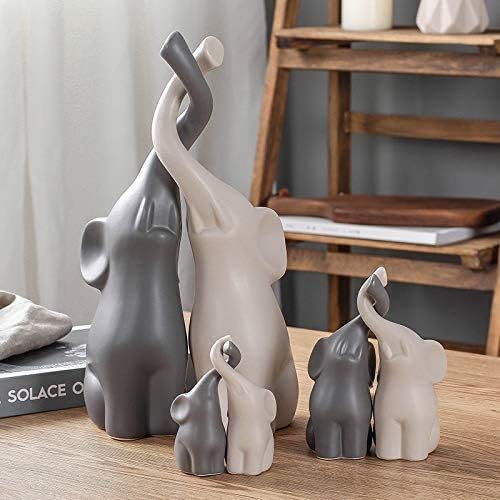 JORSION Twin Elephant Ceramic Home Decor Sculpture