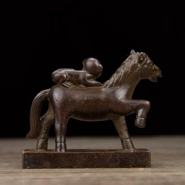 Chinese Elegant Brass Horse Feng Shui Decor Statue 1