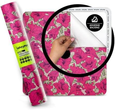 SafetyMat Non Slip Shower Mat 24x24 Pink Floral