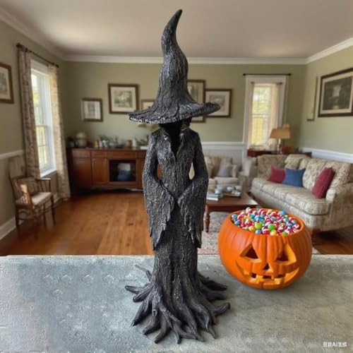 Hand-Painted Witch Sculpture 2PC Gothic Decor for Halloween