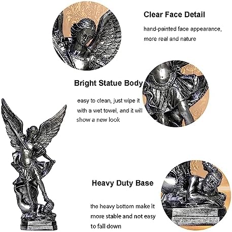 125in St Michael Statue Religious Sculpture Silver Bronze Resin
