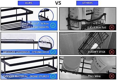 Comelyjewel Set of 6 Black Suction Cup Shower Caddy