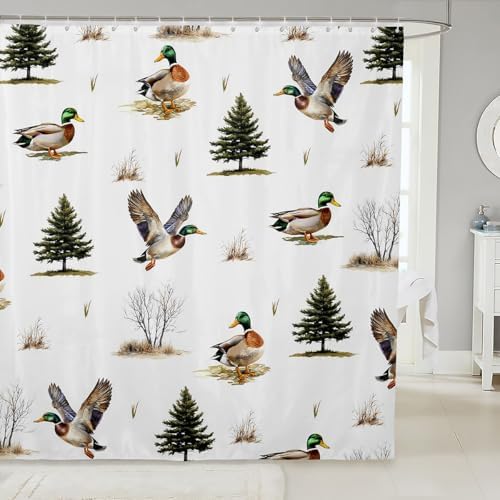 Erosebridal Mallard Duck Hunter Shower Curtain Set