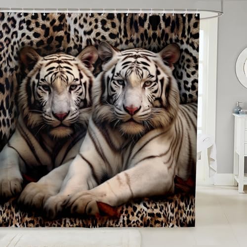 Erosebridal 3D Tiger Print Shower Curtain Set 72x72 1