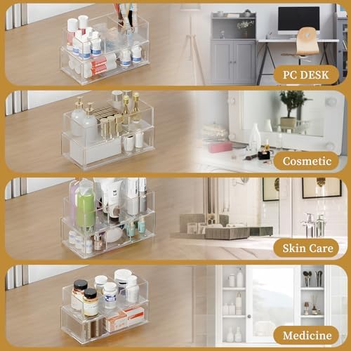 EAROND 2 Tier Medicine Cabinet Organizer with Removable Dividers