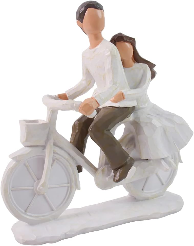 Hand Painted Couple Bicycle Sculpture Romantic Wedding Gift