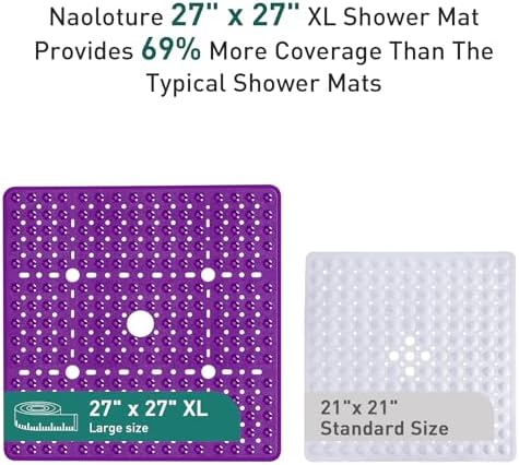 Naoloture Large Purple Square Non-Slip Shower Mat 27x27 Inch
