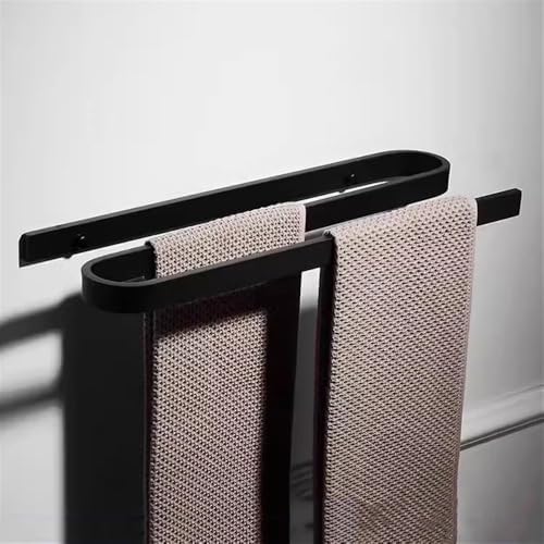 Modern Double Towel Rack No Drilling 18Inch Aluminum Black