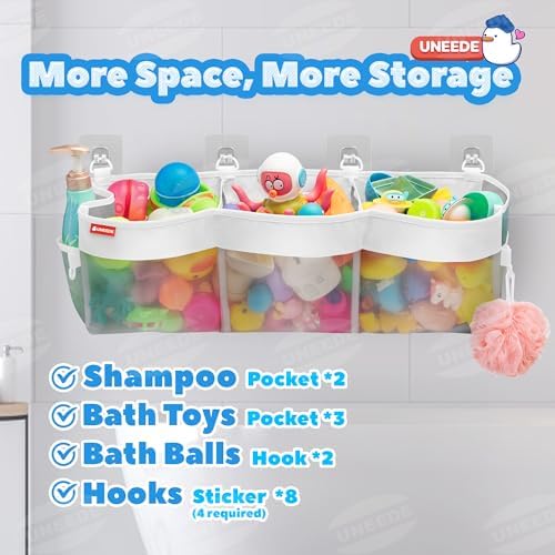 UNEEDE 495 Gallon 3 Compartment Bath Toy Storage Organizer