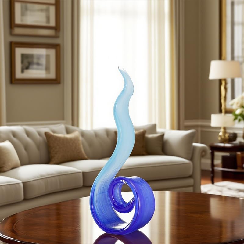 115 Tall Hand-Blown Glass Flame Art Statue Home Decor