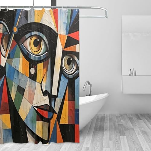 Boy Face Shower Curtain Set with 12 Hooks 72x72in