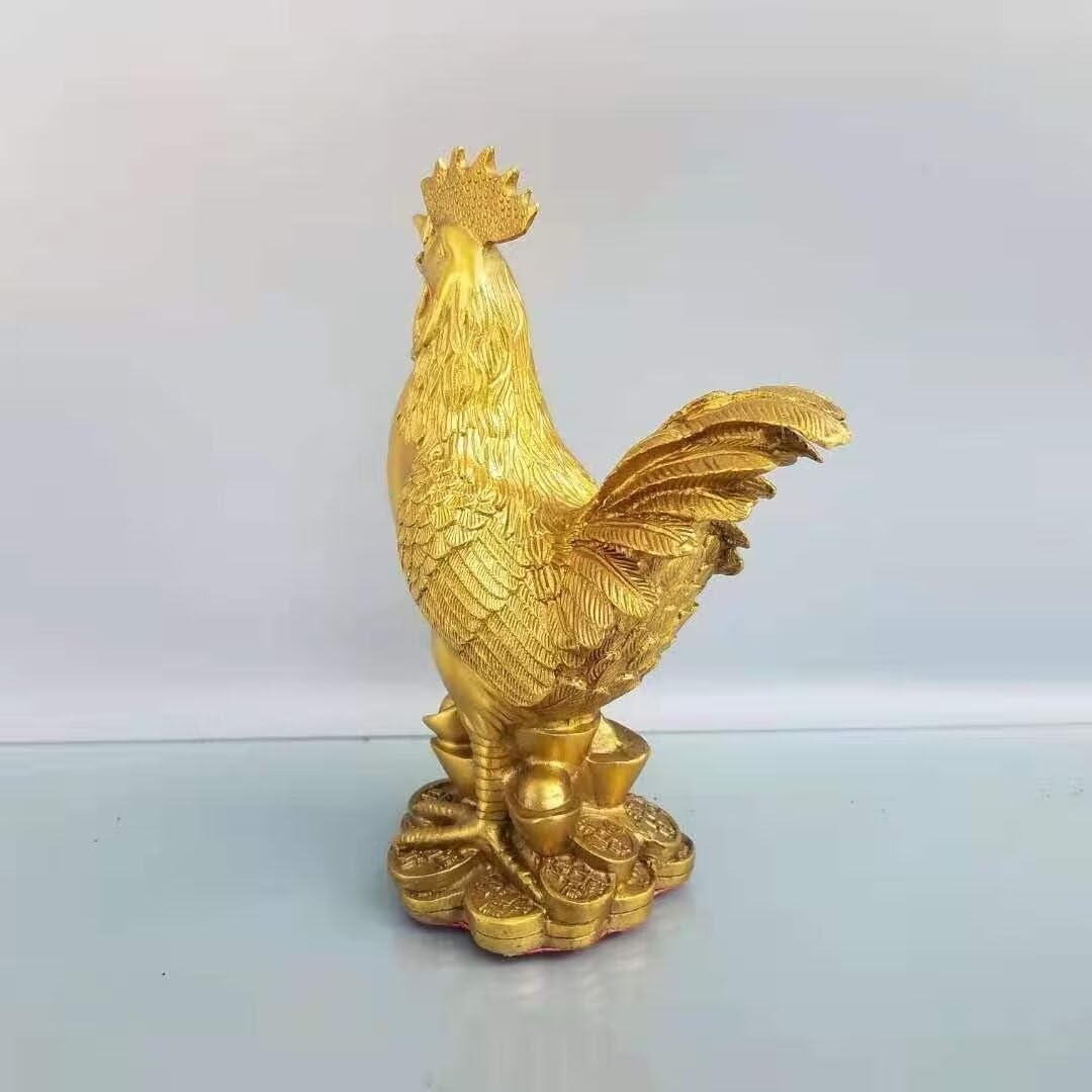 Julrybox Copper Chicken Zodiac Statue Decor