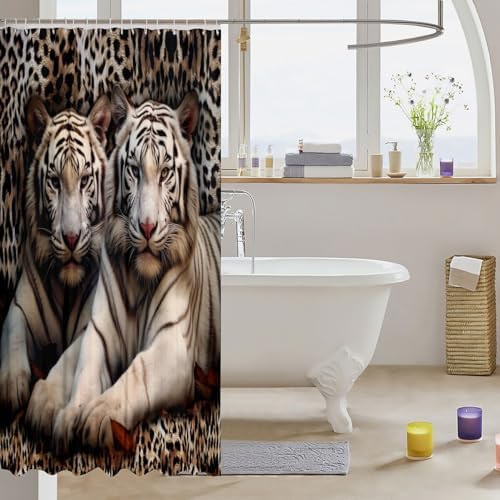 Erosebridal 3D Tiger Print Shower Curtain Set 72x72 1