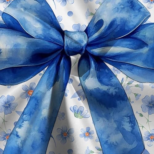Blue Bow Shower Curtain Set 72x72in