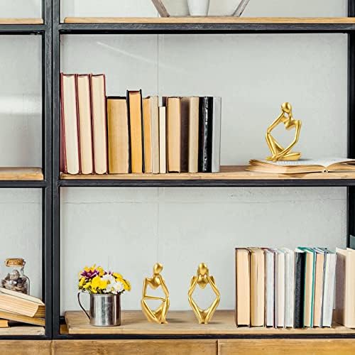 Gold Thinker Resin Statue 3Pcs Modern Art Decor